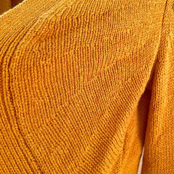 Anthropologie Sparrow Cardigan Fringe, Gold Mustard, multiple knit patterns, XS - Picture 10 of 11